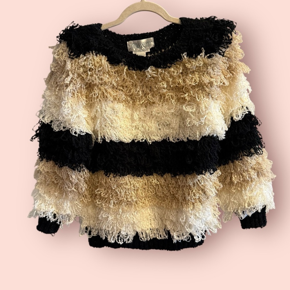 Vintage Joffco Hand Crochet Shaggy Loop Knit Sweater